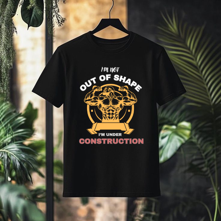 I'm Not Out Of Shape ,I'm Under Construction Quote  T shirt for Fitness Freaks